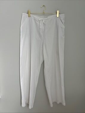 Weekend Clothes Line | 100% Cotton White Drawstring Wide Leg Pants Extra Large